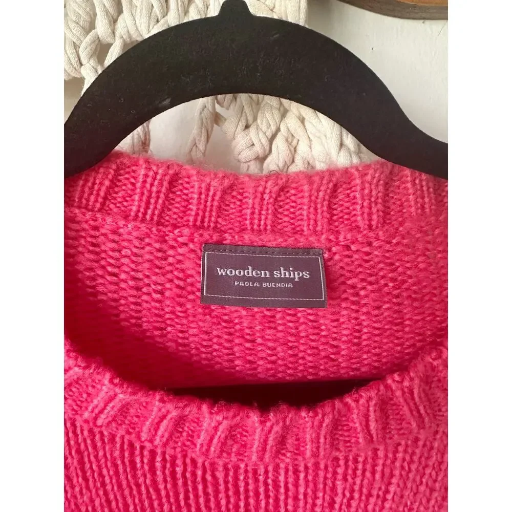 Wooden Ships Coral Pink Mohair Blend Open Knit Sweater Size S/M
